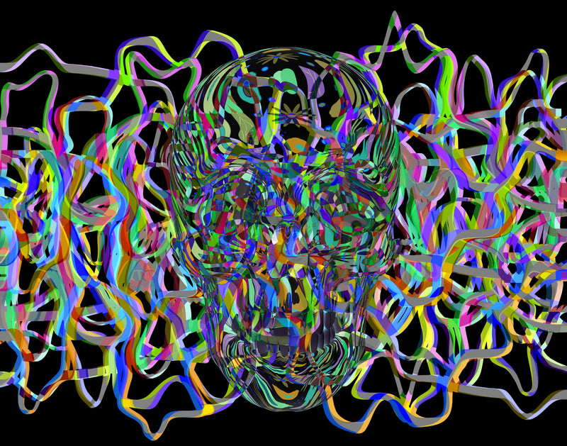 Abstract Skull Head with Worms, 3d illustration
