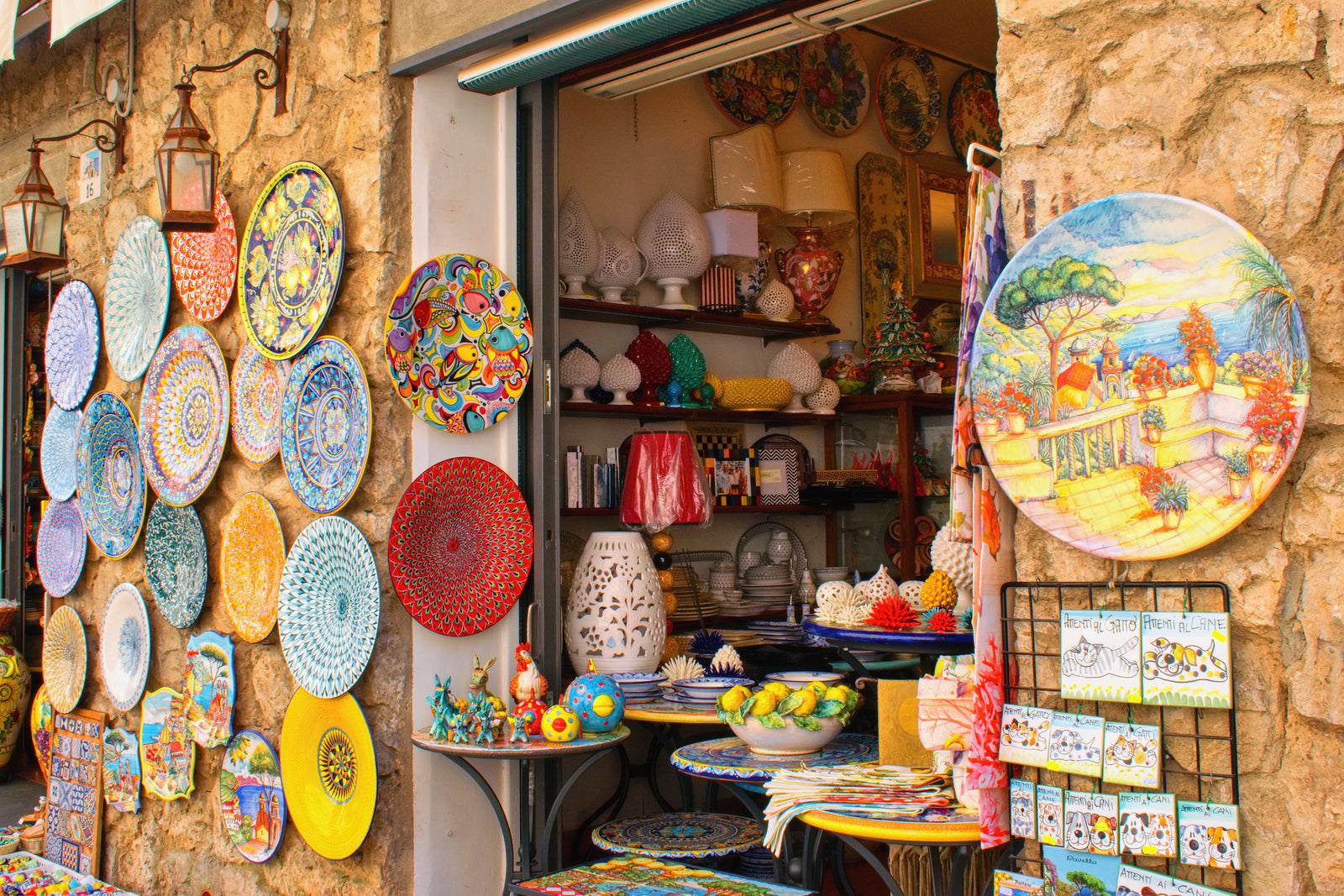 Typical italian ceramic and souvenir shop in Ravello