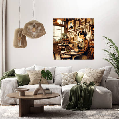 Nostalgic Café Moment Canvas - Secondary Image 2