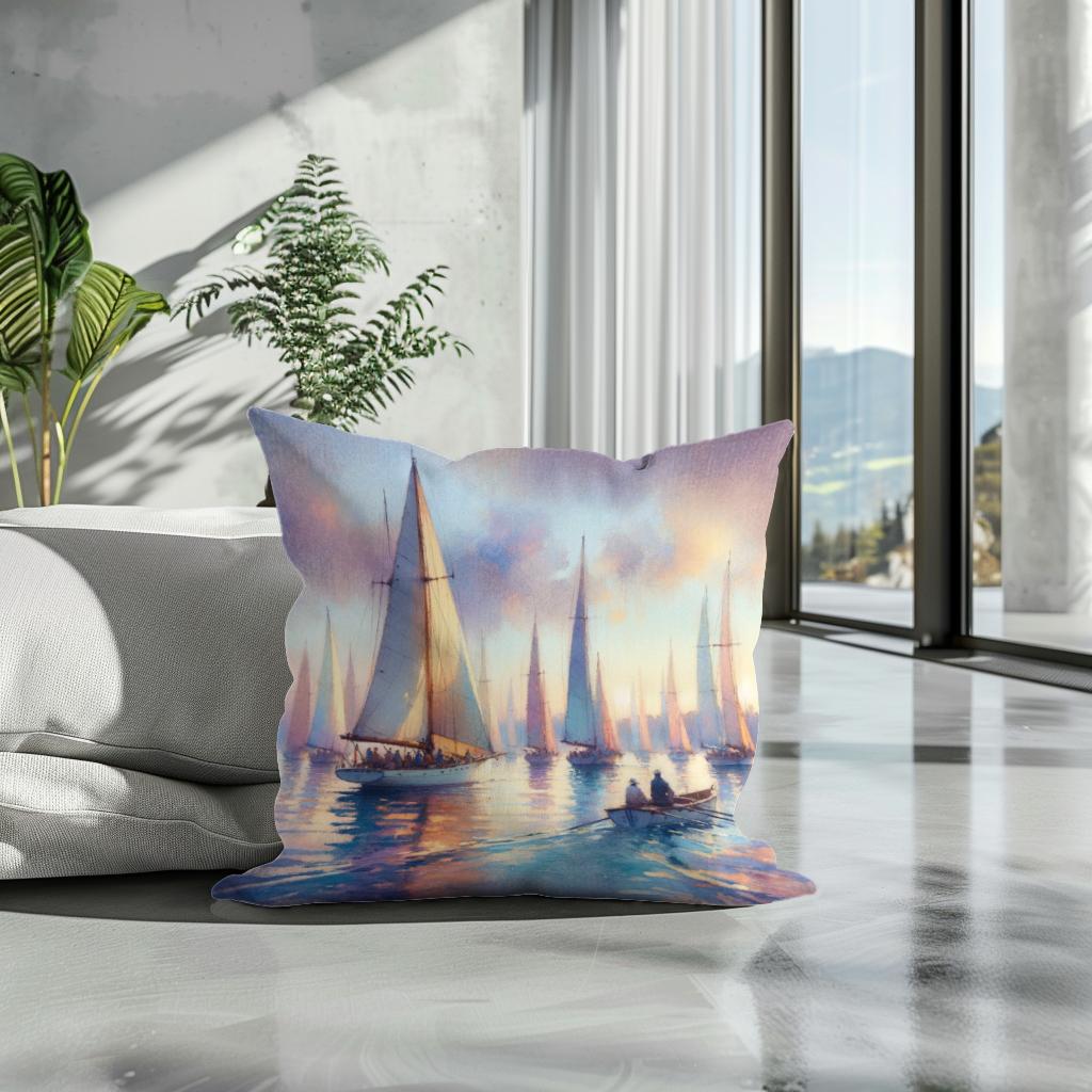 Dawn's Regatta Cotton Cushion - Secondary Image 3