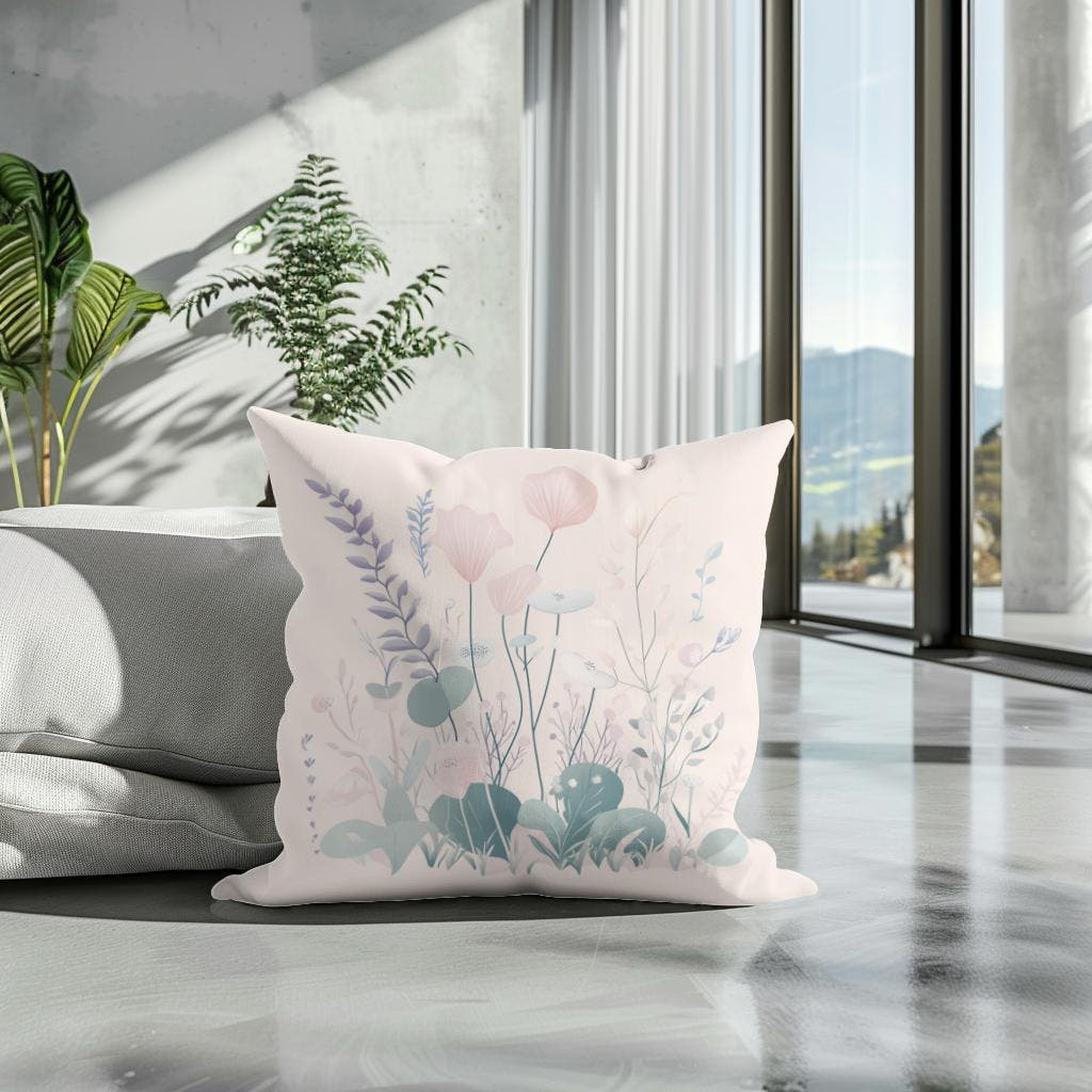 Vanilla Pastel Botanical Cotton Cushion - Secondary Image 3