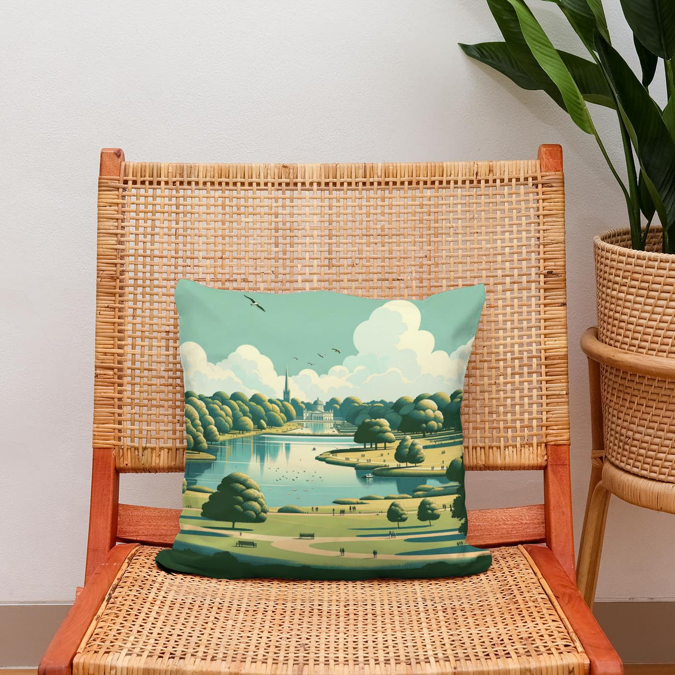 London Hyde Park Minimalist Tranquility Cotton Cushion - Secondary Image 2