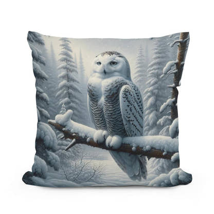 Winter Owl Solitude Cotton Cushion - Main Image