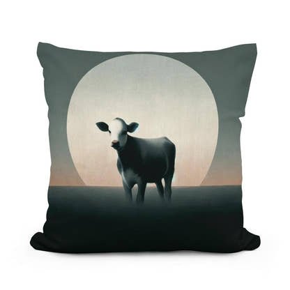 Minimalist Dusk Cow Cotton Cushion - Main Image