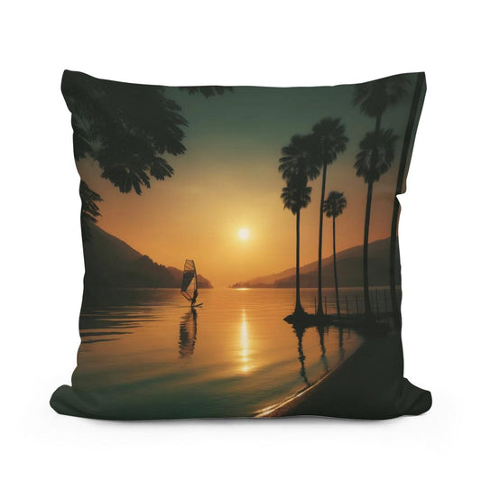 Lakeside Dusk Solitude Cotton Cushion - Main Image