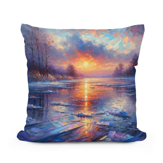 Sunset Serenity on Ice Cotton Cushion - Main Image