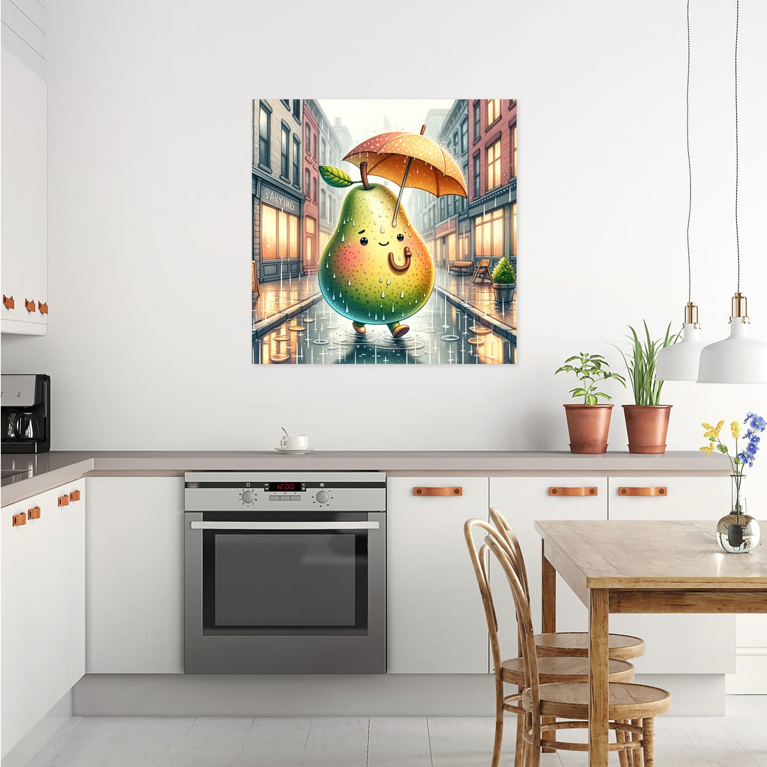 Rainy Day Pear Stroll Canvas - Secondary Image