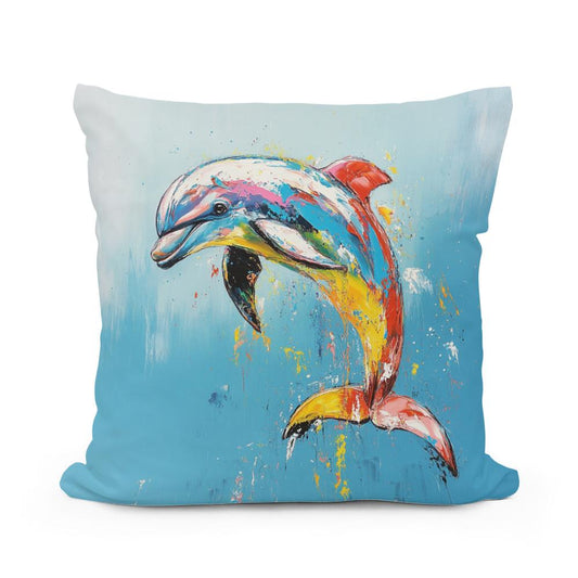 Dolphin's Dance Cotton Pillow - Main Image