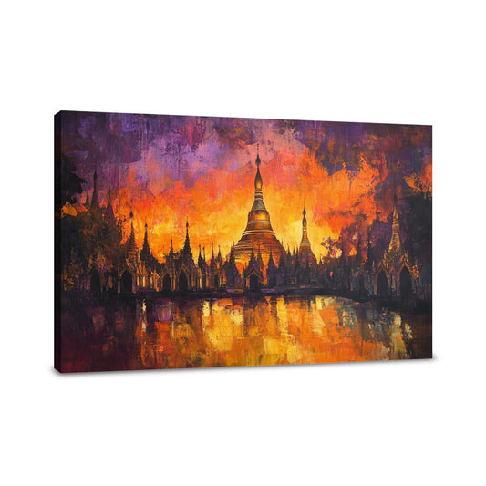 Shwedagon Sunset Reflection Canvas - Main Image