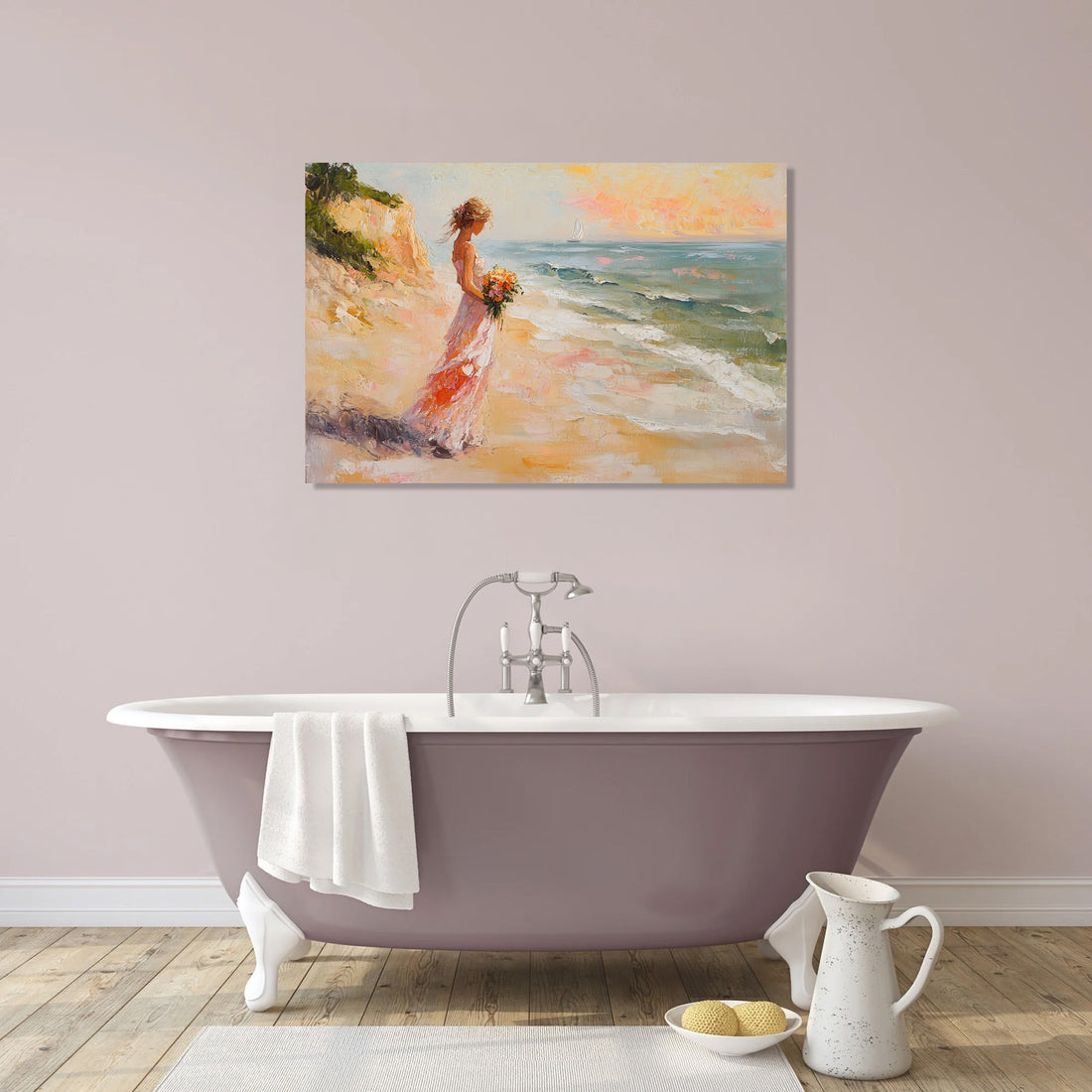 Melancholic Sunrise Shoreline Canvas - Secondary Image 2