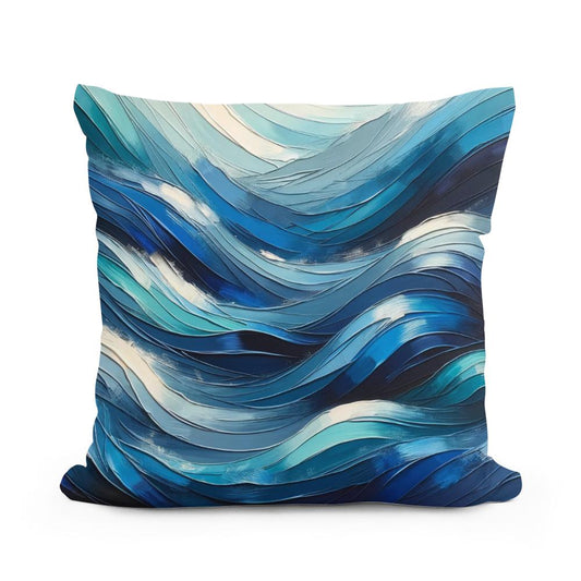 Oceanic Rhythms Abstract Cotton Pillow - Main Image