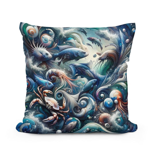 Oceanic Elegance Cotton Cushion - Main Image