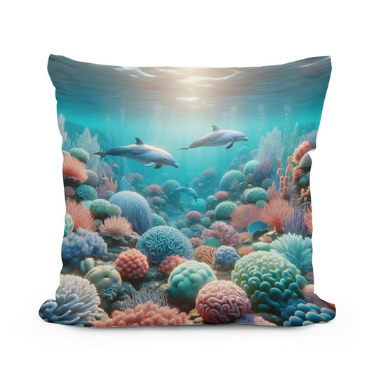 Mystic Seascape Cotton Pillow - Main Image