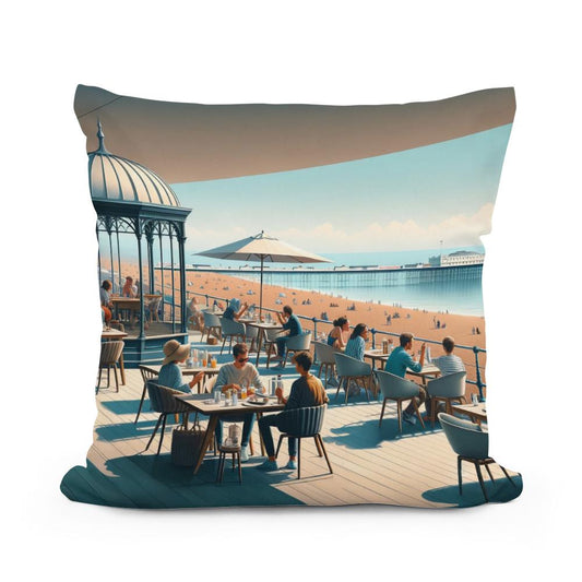 Contemporary Brighton Café Cotton Cushion - Main Image