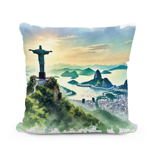 Rio Reverence Watercolour Cotton Pillow - Main Image