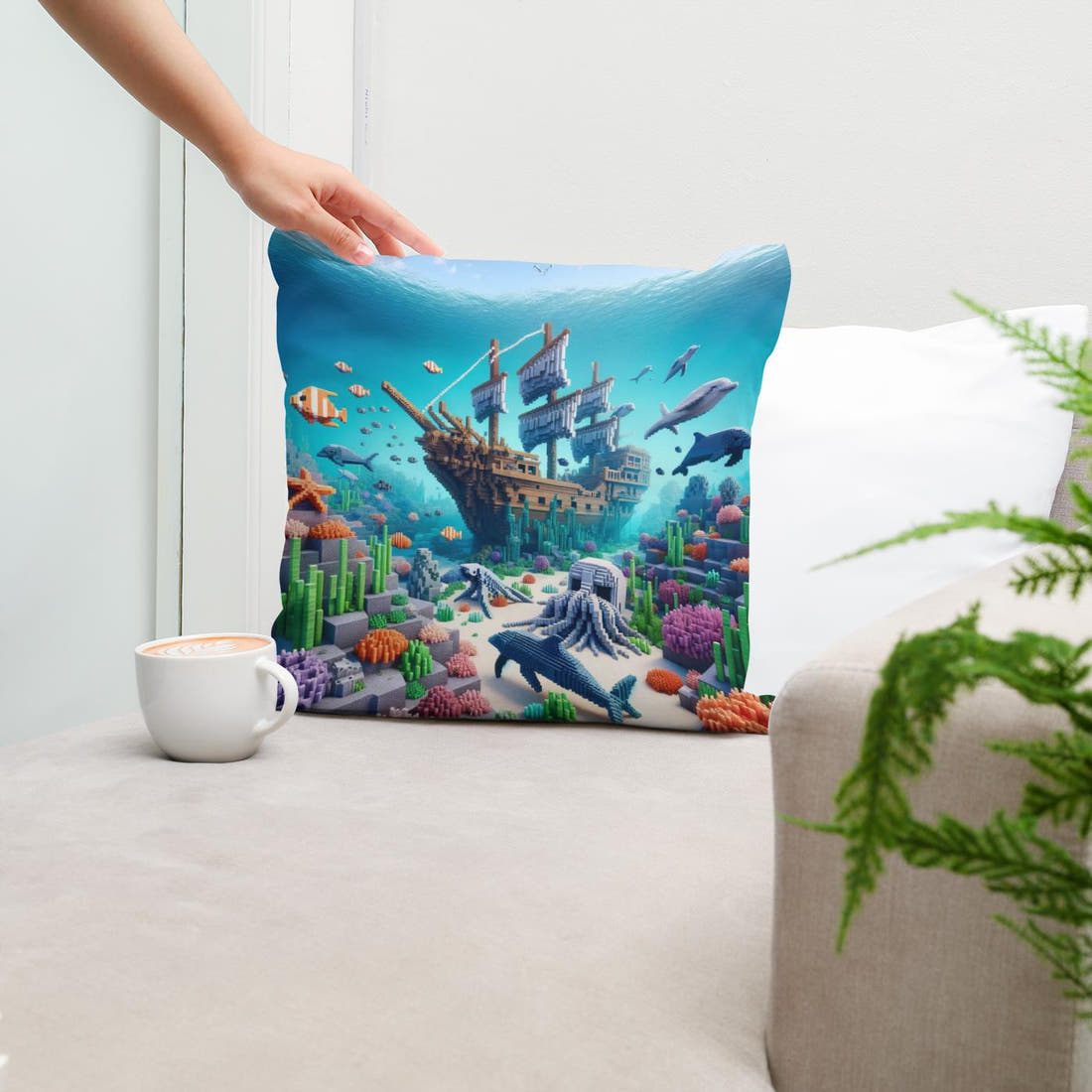 Ocean Depths Cotton Cushion - Secondary Image 5