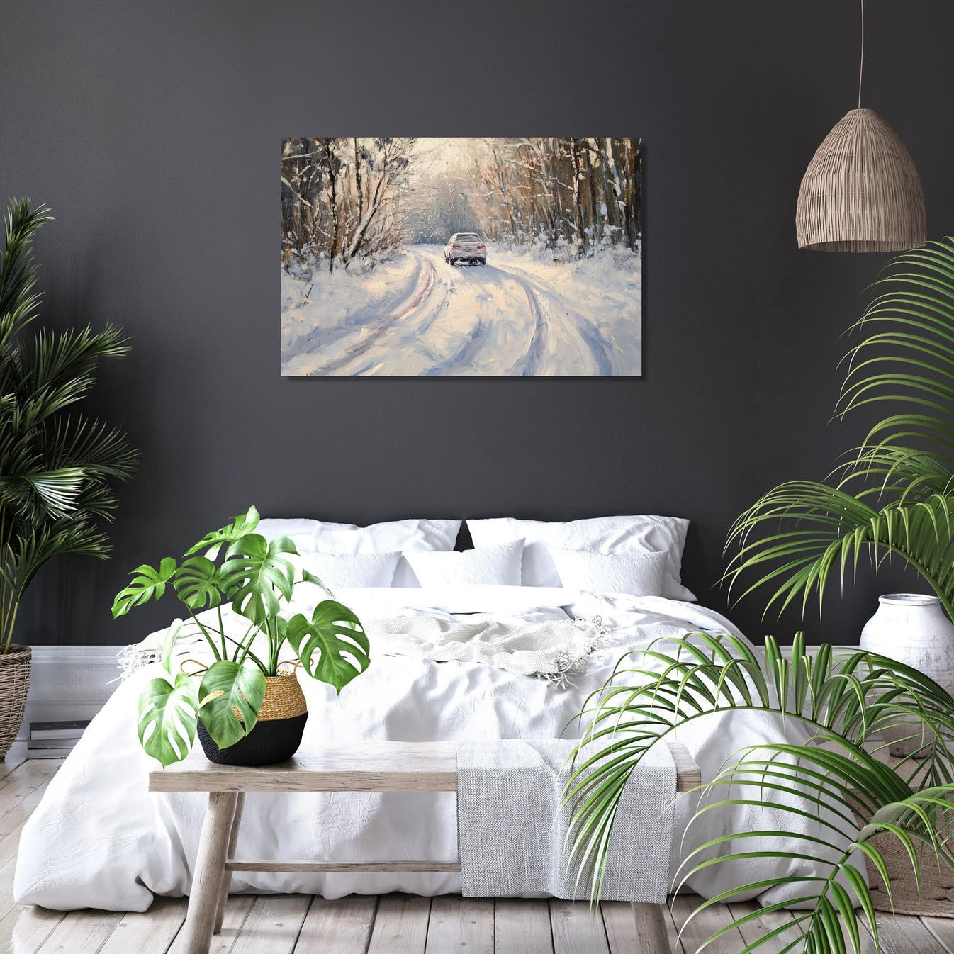Snowy Car on Winter Canvas - Secondary Image 6