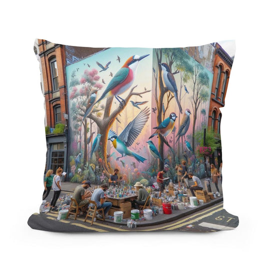 Urban Nature Mural Cotton Cushion - Main Image