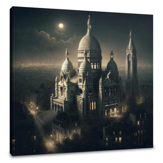 Sacre Coeur Illuminated Paris Canvas - Main Image