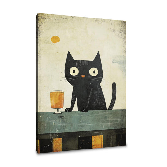 Cat with Drink Canvas - Main Image