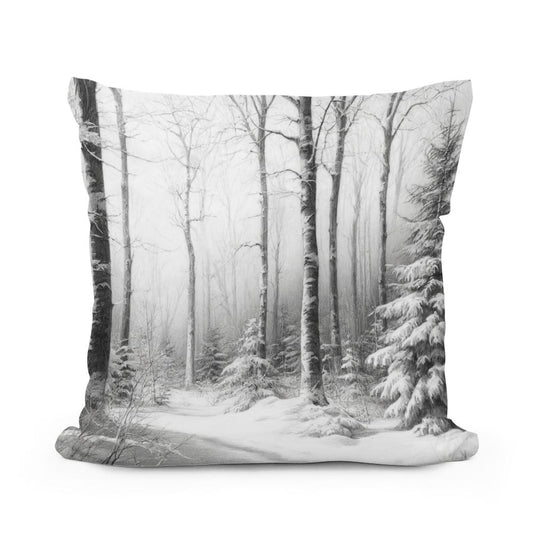 Winter's Quiet Sketch Cotton Cushion - Main Image