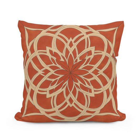Rusty Orange Rosette Cotton Cushion - Main Image