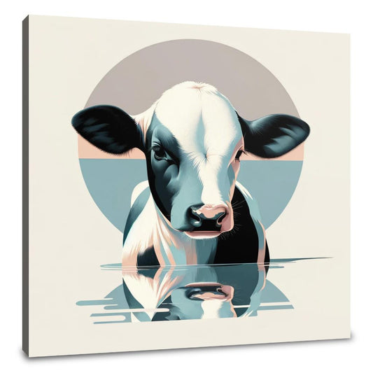 Pastel Modernist Cow Canvas - Main Image