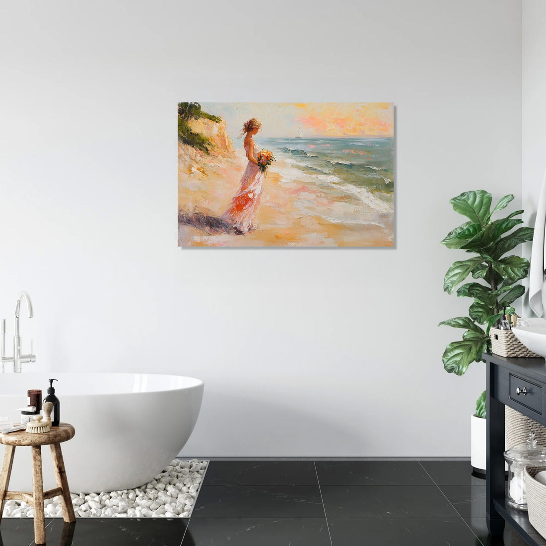 Melancholic Sunrise Shoreline Canvas - Secondary Image