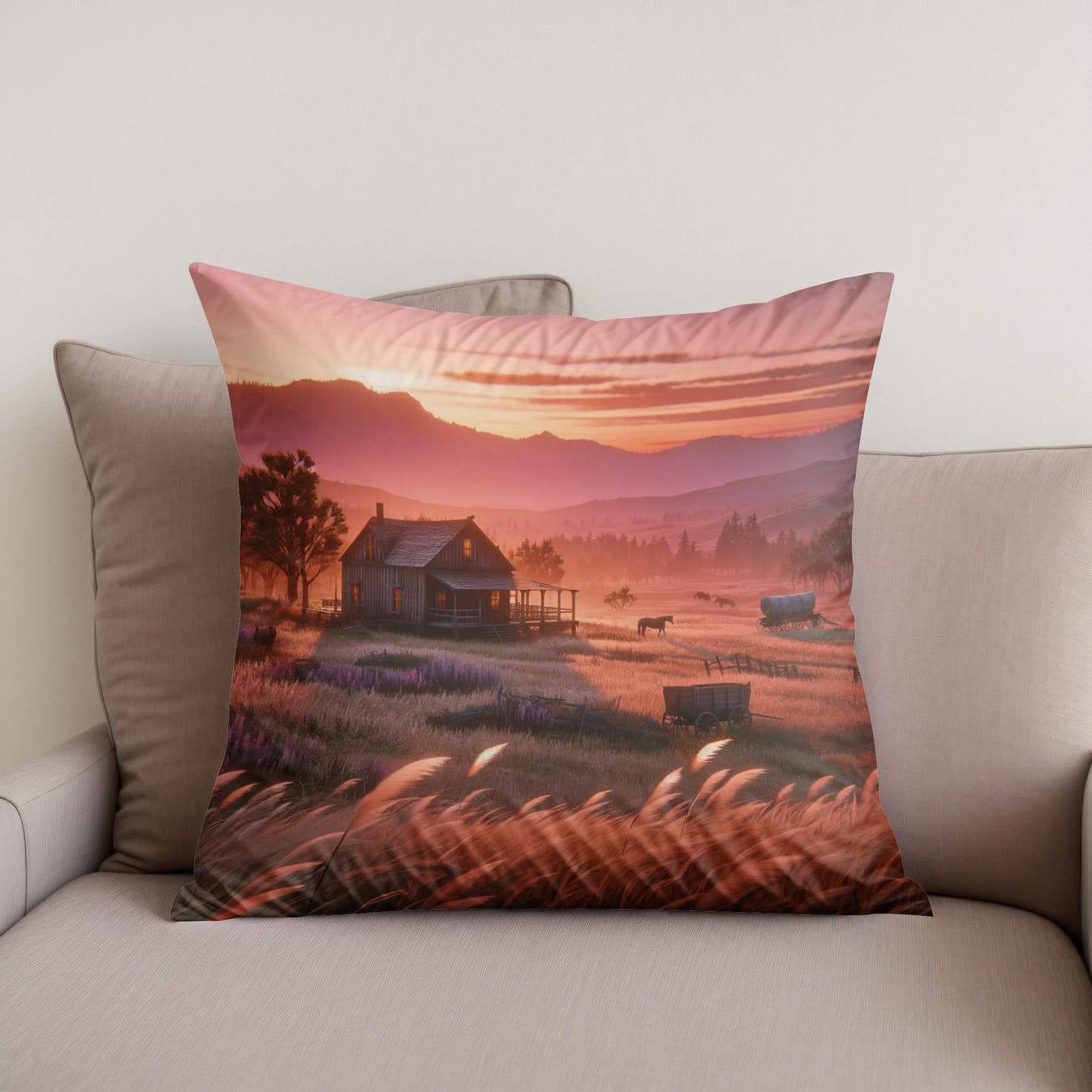 Prairie Solitude Cotton Cushion - Secondary Image