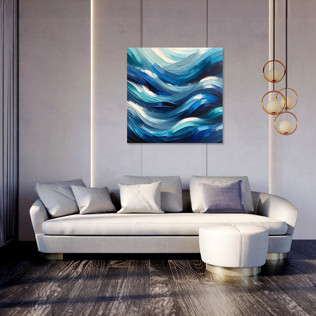 Oceanic Rhythms Abstract Canvas - Secondary Image