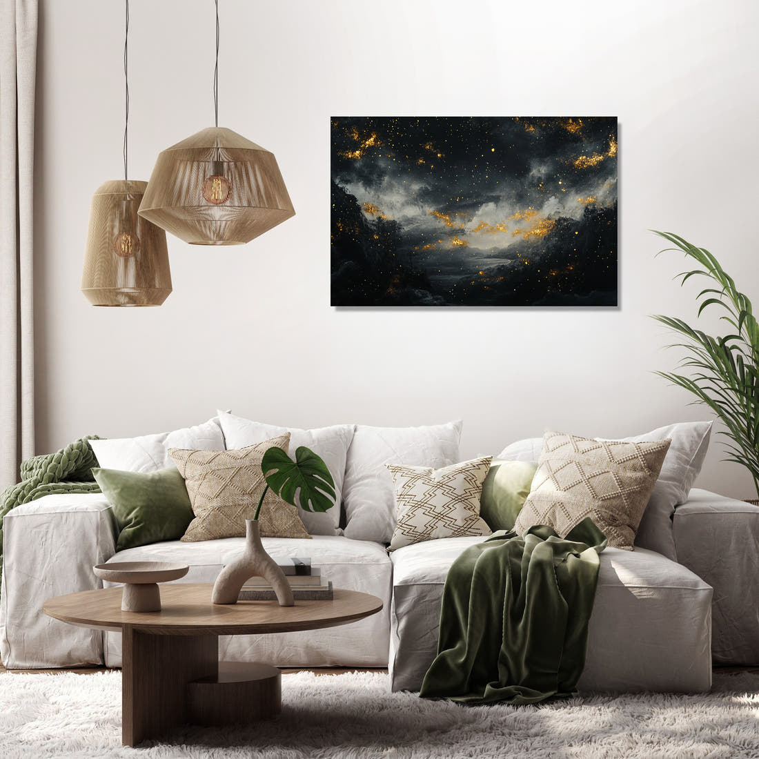 Golden Stars on Shadowed Canvas - Secondary Image 2