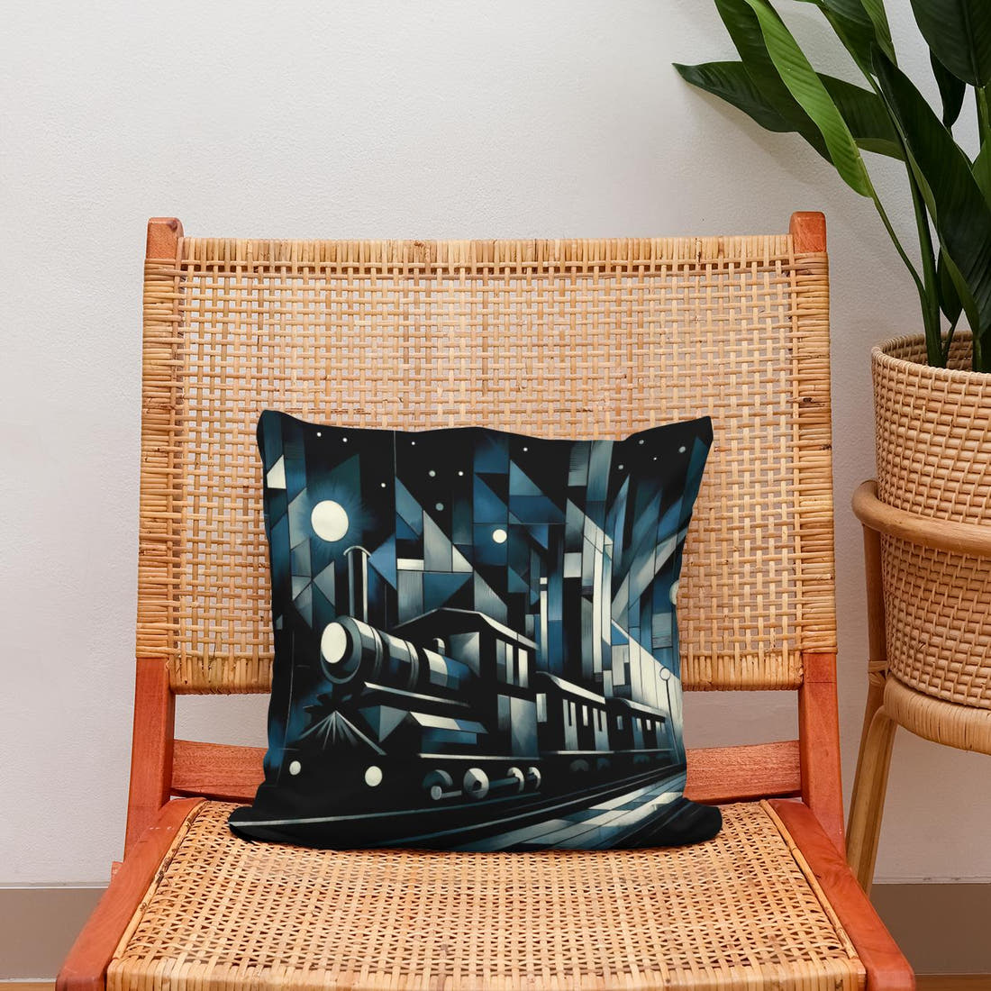 Cubist Night Express Cotton Cushion - Secondary Image 2