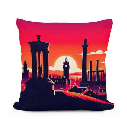 Edinburgh Calton Hill Sunset Silhouette Cotton Cushion - Main Image