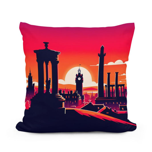 Edinburgh Calton Hill Sunset Silhouette Cotton Cushion - Main Image