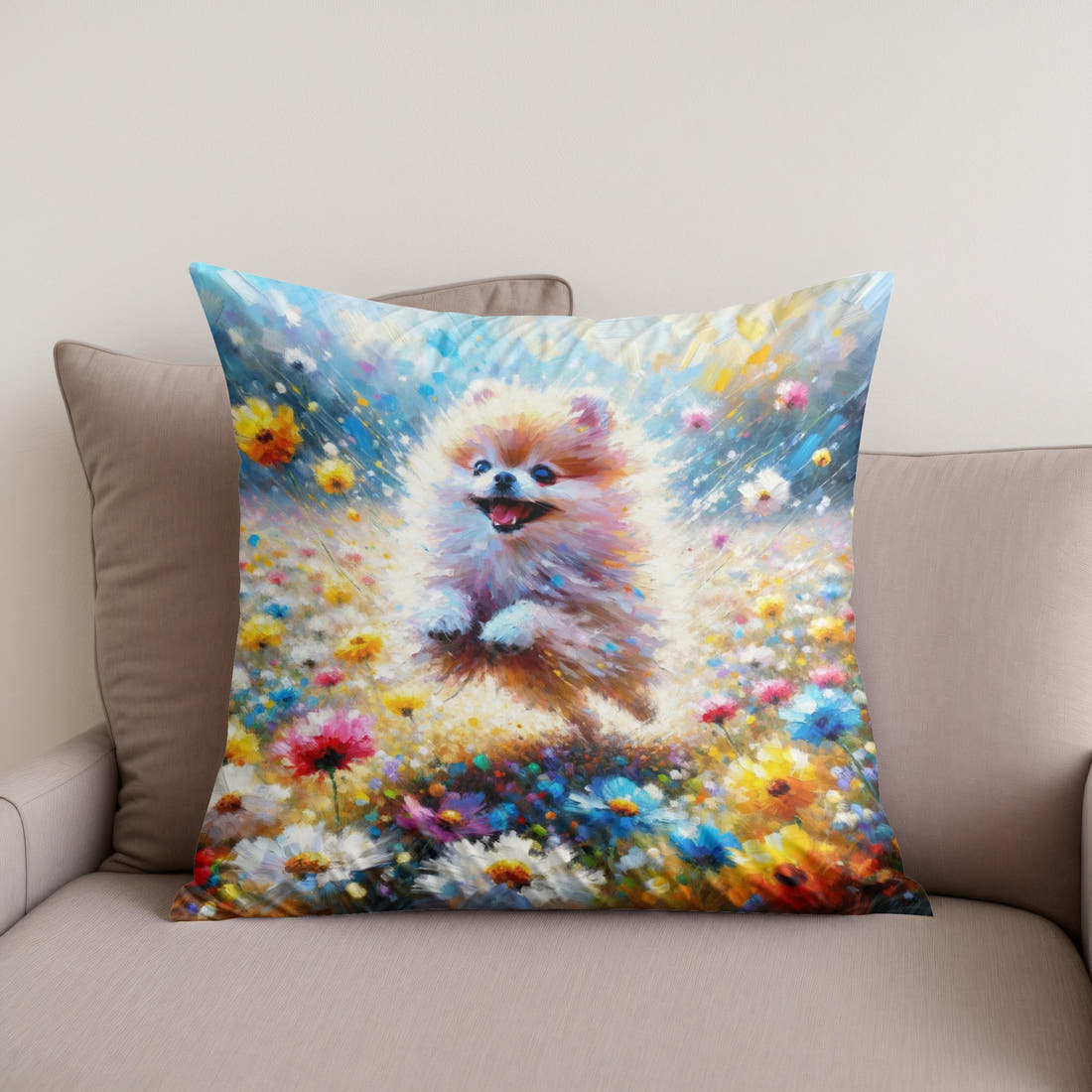 Pomeranian Joy Cotton Cushion - Secondary Image