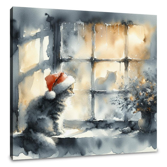 Christmas Solitude Feline Canvas - Main Image