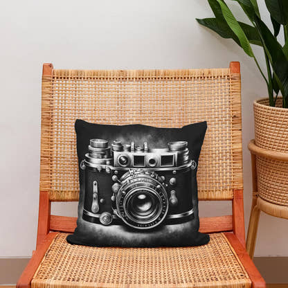 Golden Era: Vintage Camera Cotton Cushion - Secondary Image 2
