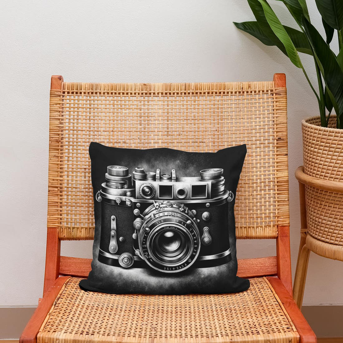 Golden Era: Vintage Camera Cotton Cushion - Secondary Image 2