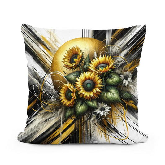 Golden Sunflower Abstract Cotton Cushion - Main Image