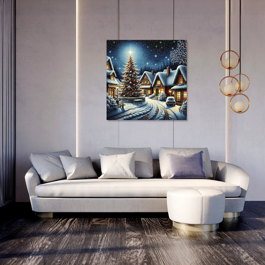 Winter's Melancholy Village Canvas - Secondary Image