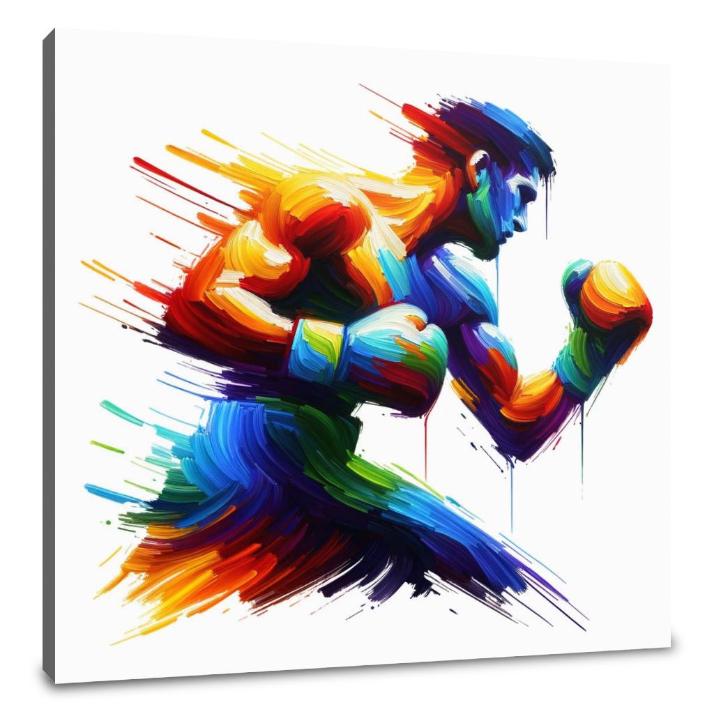 Pugilist's Colorful Impact Canvas - Main Image