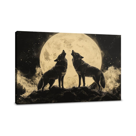Lunar Serenade Wolves Canvas - Main Image