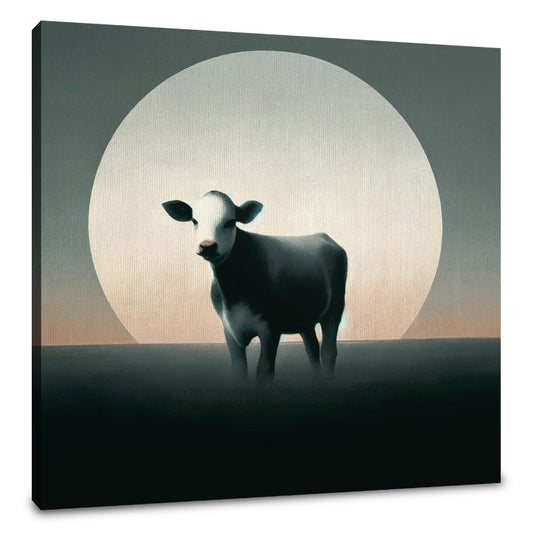 Minimalist Dusk Cow Canvas - Main Image