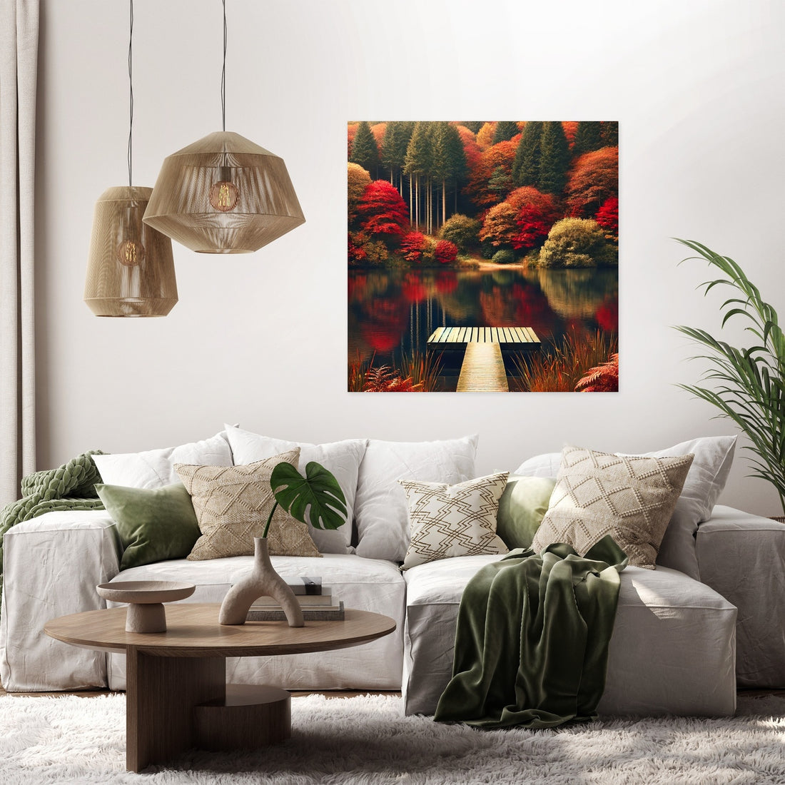 Autumn Lake Tranquillity Canvas - Secondary Image 2