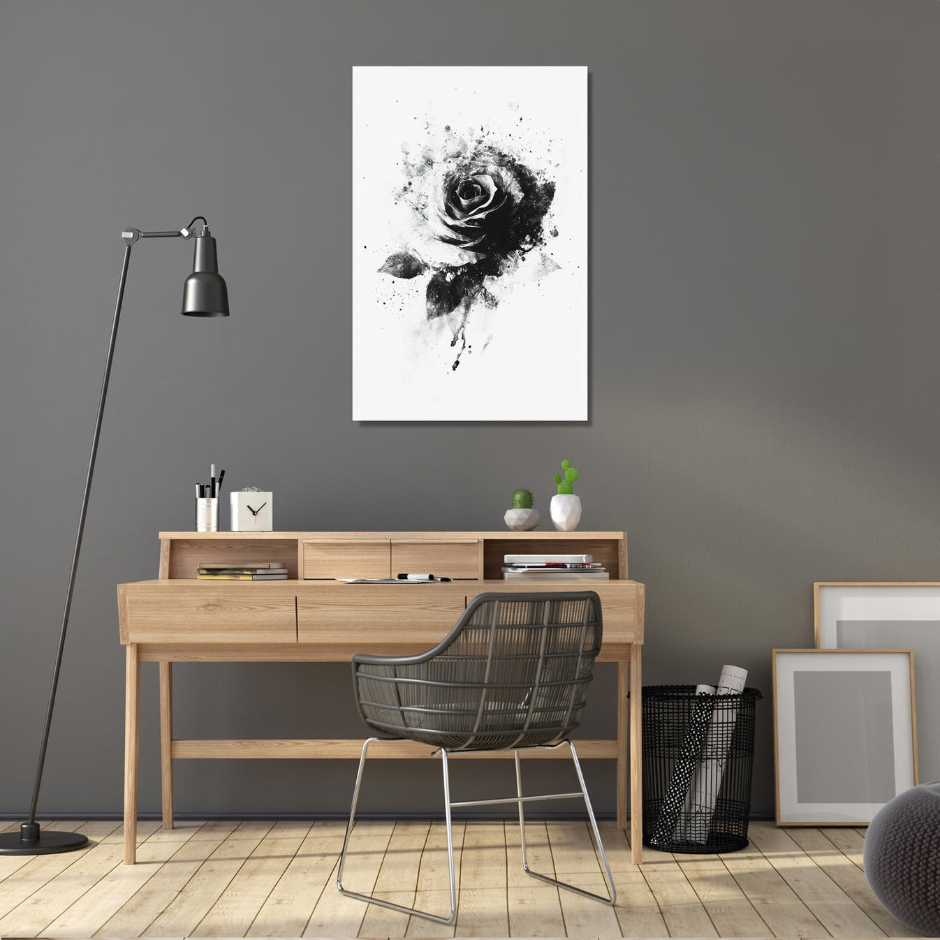 Monochrome Rose Elegance Canvas - Secondary Image 5