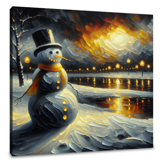 Melancholic Black Snowman Canvas - Main Image