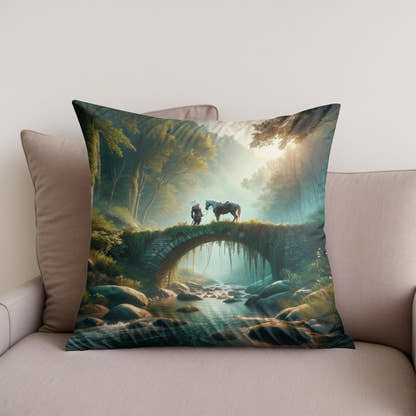 Forest Bridge Cotton Cushion - Secondary Image