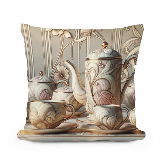 Art Nouveau Elegance Cotton Cushion - Main Image