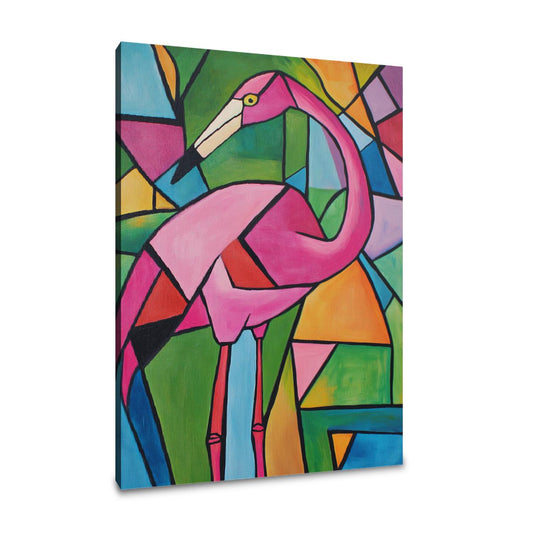 Geometric Flamingo Canvas - Main Image