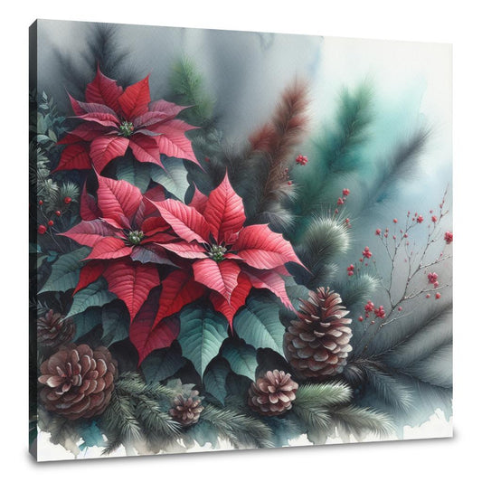Velvety Poinsettia Winter Canvas - Main Image